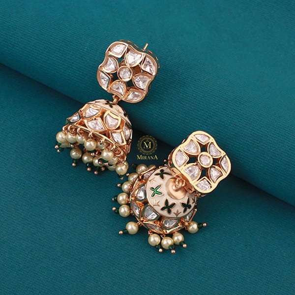 Ishani Pearl Polki Designer Jhumkas