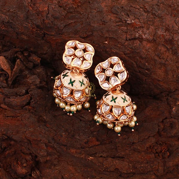 Ishani Pearl Polki Designer Jhumkas