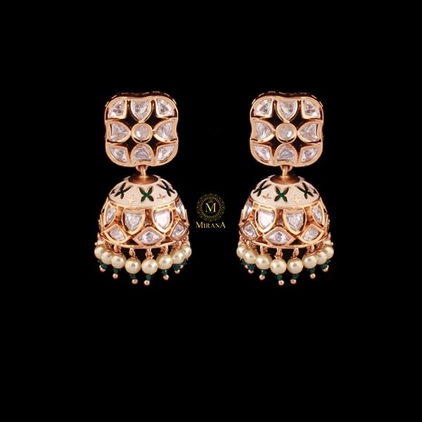 Ishani Pearl Polki Designer Jhumkas