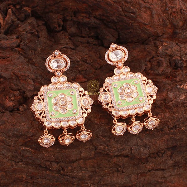 Kashish Mint Green Polki Designer Earrings