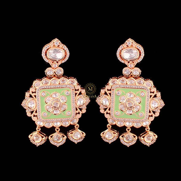 Kashish Mint Green Polki Designer Earrings