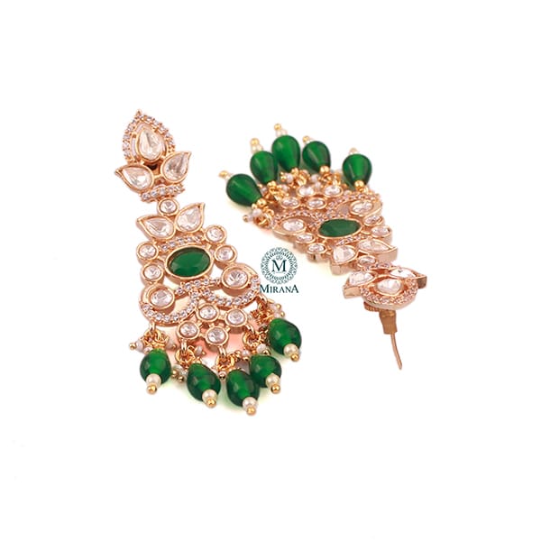 Vedika Emerald Green Polki Designer Earrings