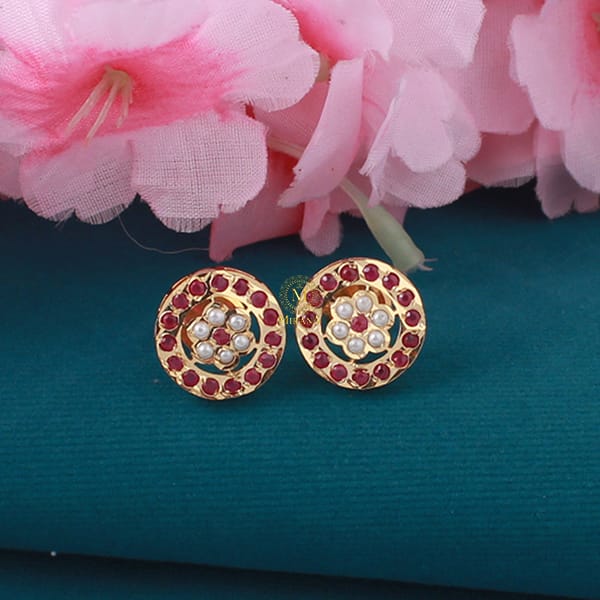 Twisha Ruby Jadau Designer Studs