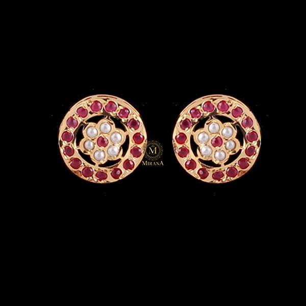 Twisha Ruby Jadau Designer Studs