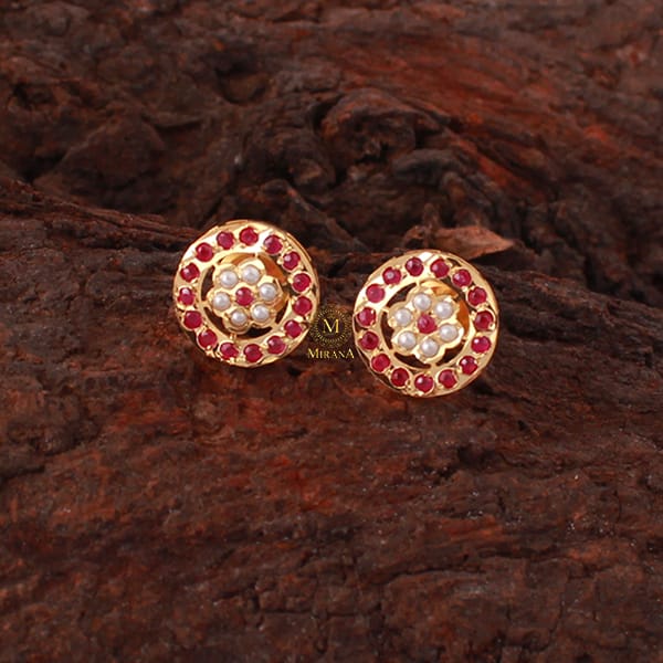 Twisha Ruby Jadau Designer Studs