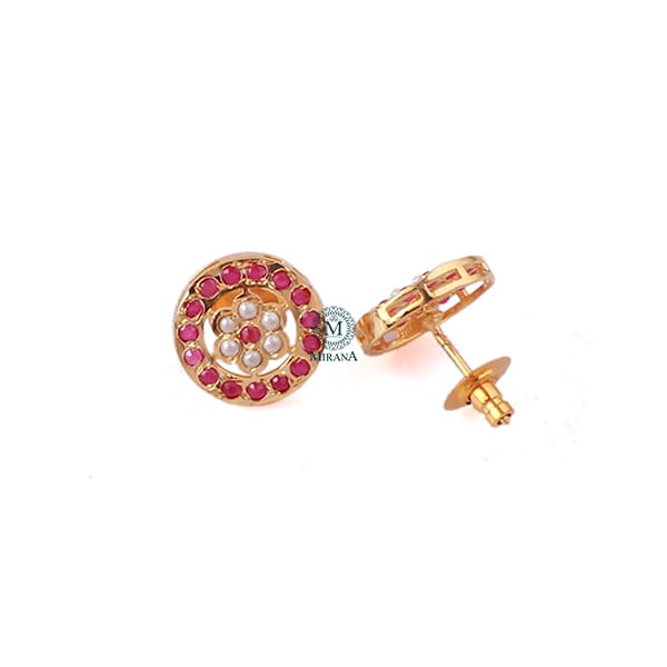 Twisha Ruby Jadau Designer Studs