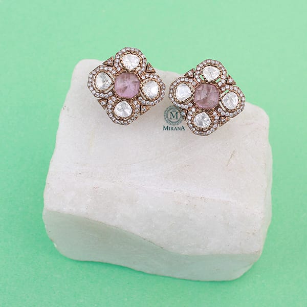 Jivika Pastel Pink Moissanite Designer Studs