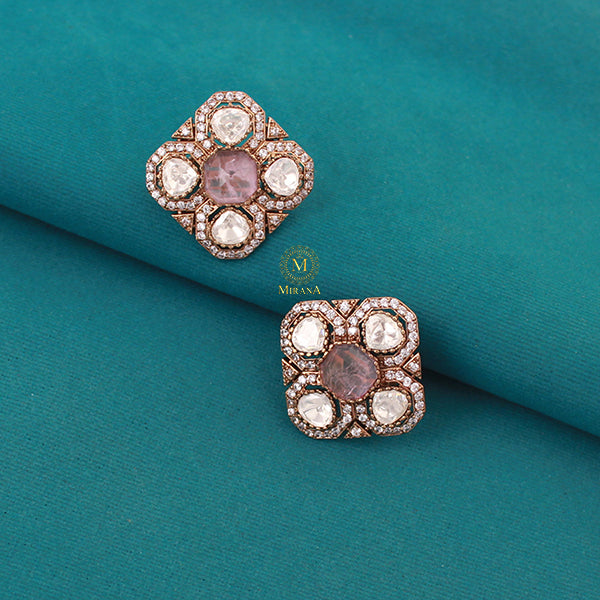 Jivika Pastel Pink Moissanite Designer Studs