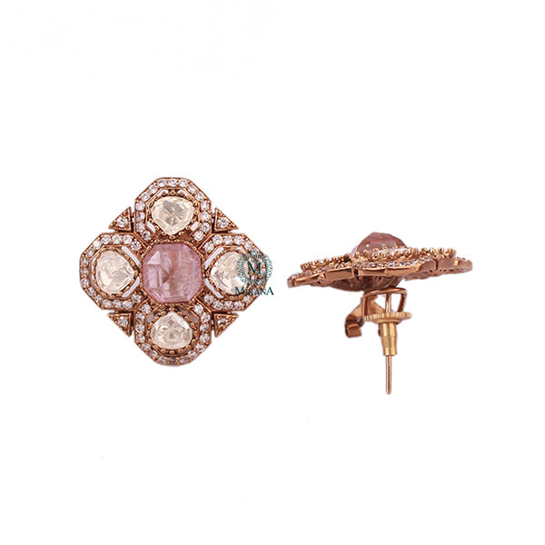 Jivika Pastel Pink Moissanite Designer Studs