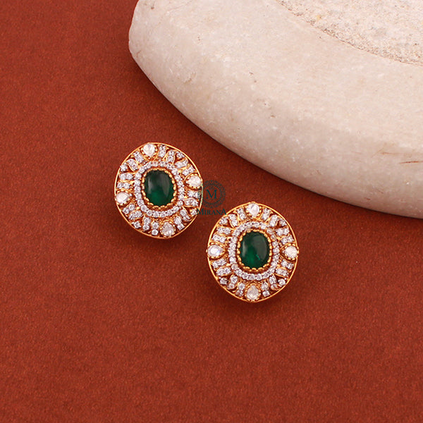 Sneha Emerald Green Moissanite Designer Studs