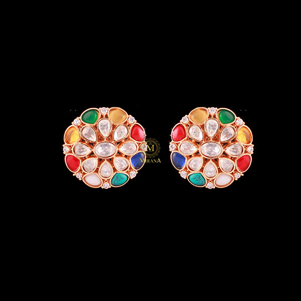 Prisha Navratan Moissanite Designer Studs