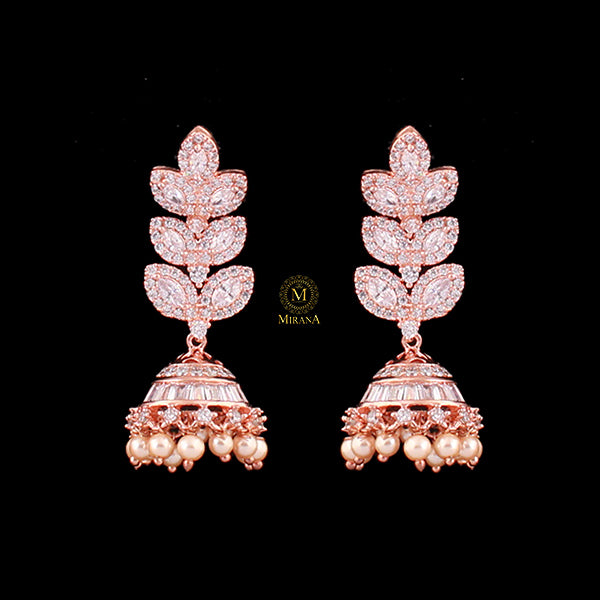 Kinley Pearl CZ Designer Jhumkas