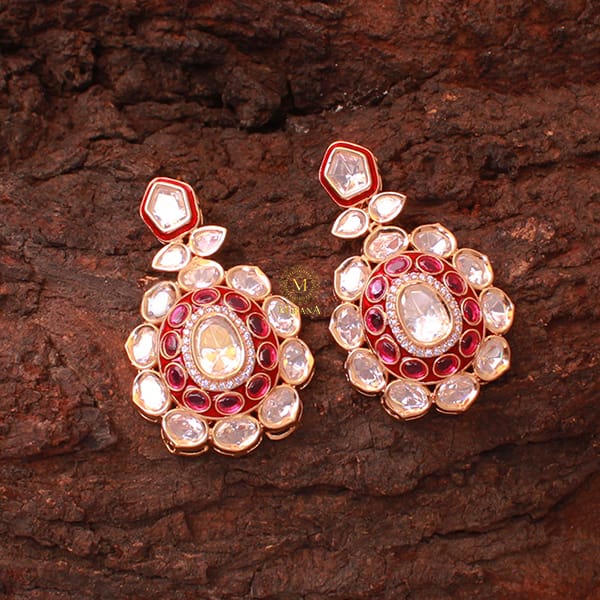 Falguni Ruby Red Polki Designer Earrings