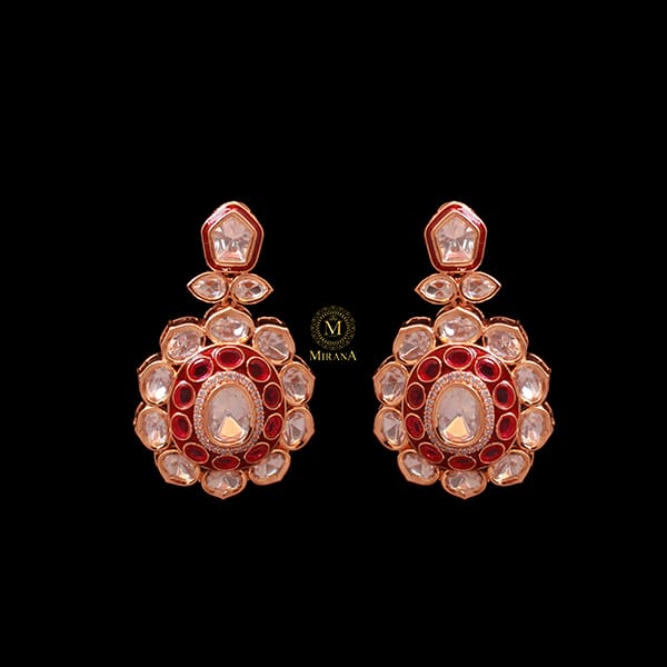 Falguni Ruby Red Polki Designer Earrings