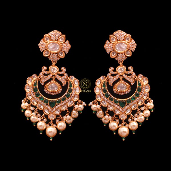 Divishka Emerald Green Polki Designer Chandbalis