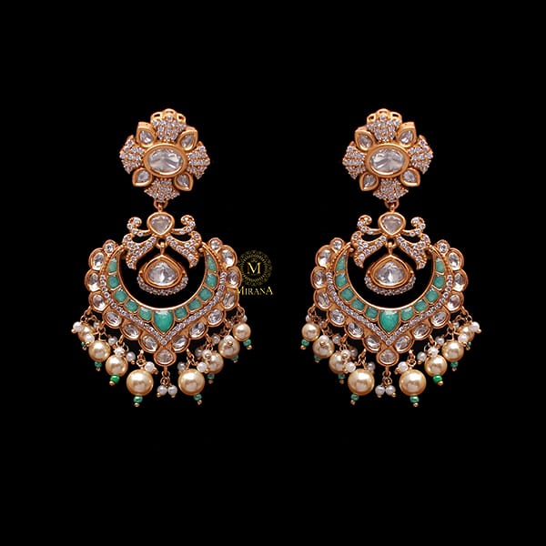 Divishka Pastel Green Polki Designer Chandbalis