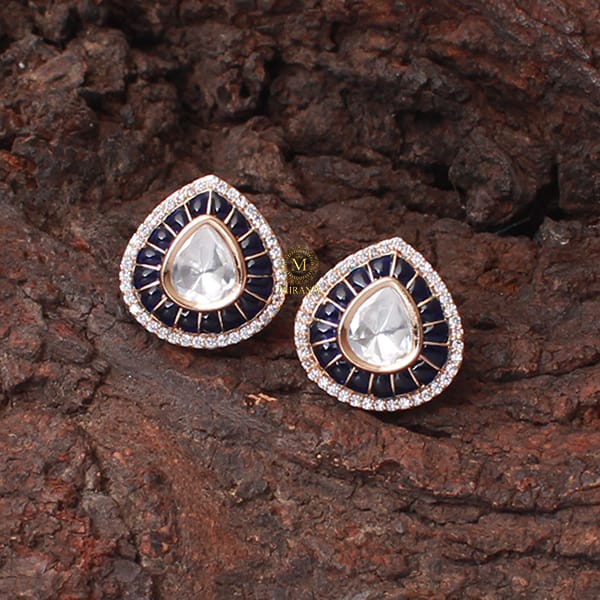 Shivani Sapphire Blue Polki Designer Studs