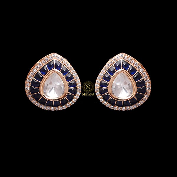 Shivani Sapphire Blue Polki Designer Studs