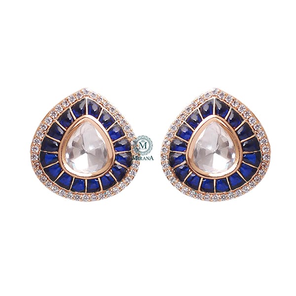 Shivani Sapphire Blue Polki Designer Studs