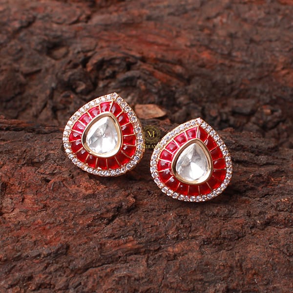 Shivani Ruby Polki Designer Studs