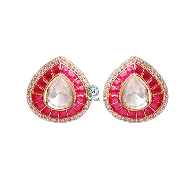 Shivani Ruby Polki Designer Studs