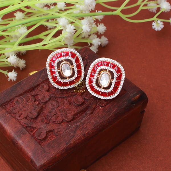 Sia Ruby Polki Designer Studs