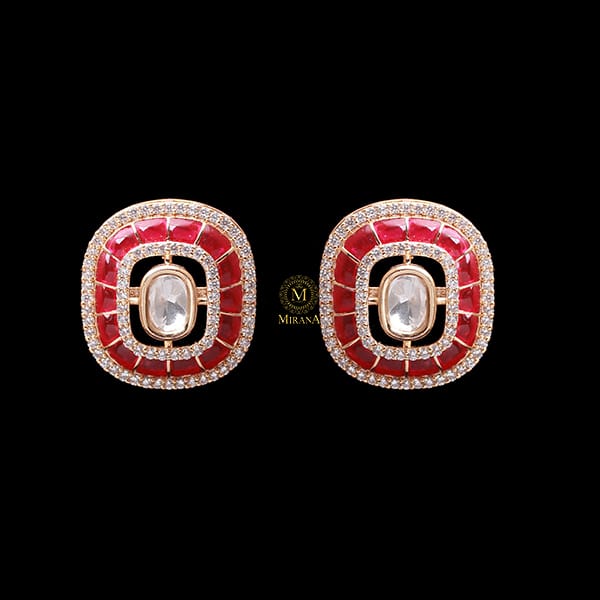 Sia Ruby Polki Designer Studs