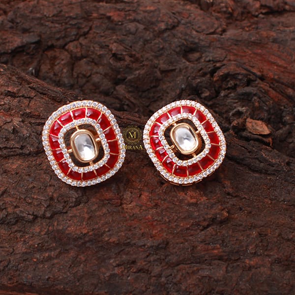 Sia Ruby Polki Designer Studs