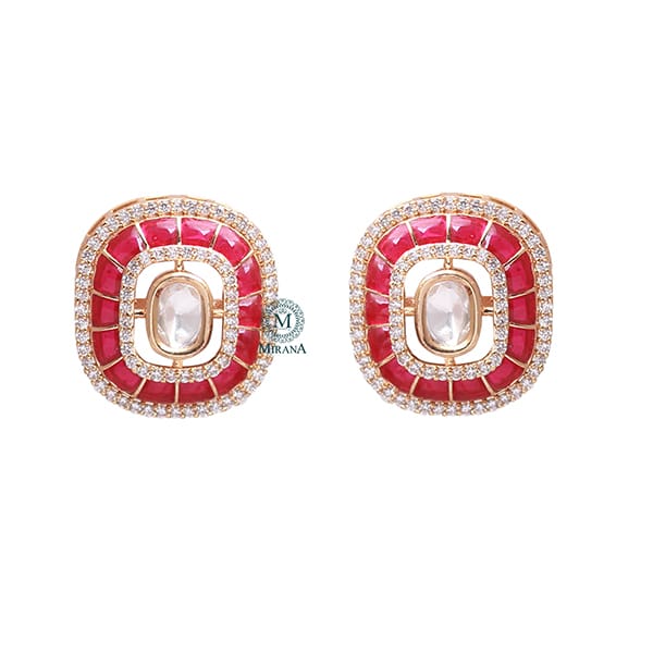 Sia Ruby Polki Designer Studs