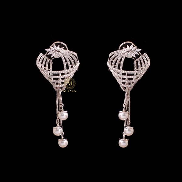 Zurie Pearl CZ Designer Earrings