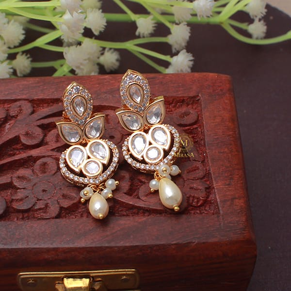 Rajni Pearl Polki Designer Earrings