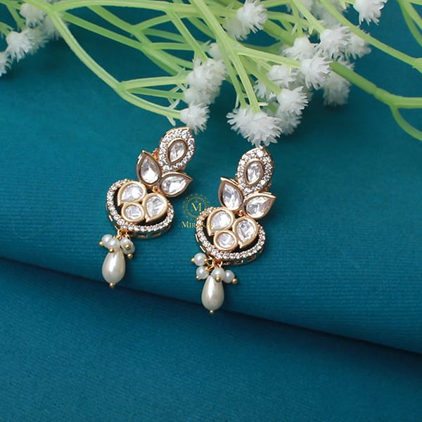 Rajni Pearl Polki Designer Earrings