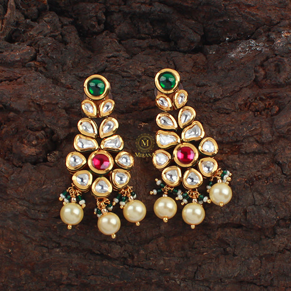 Vaibhavi Ruby Green Polki Designer Earrings