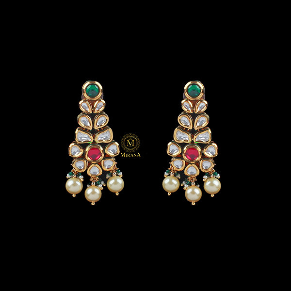 Vaibhavi Ruby Green Polki Designer Earrings