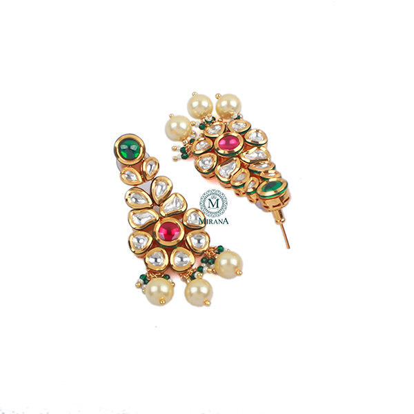 Vaibhavi Ruby Green Polki Designer Earrings