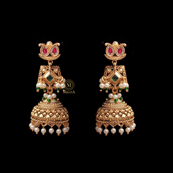 Yashika Pearl Antique Designer Jhumkas