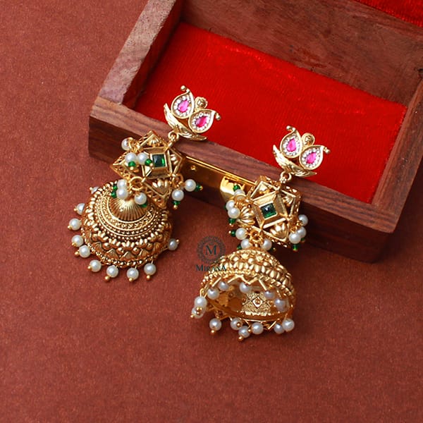 Yashika Pearl Antique Designer Jhumkas