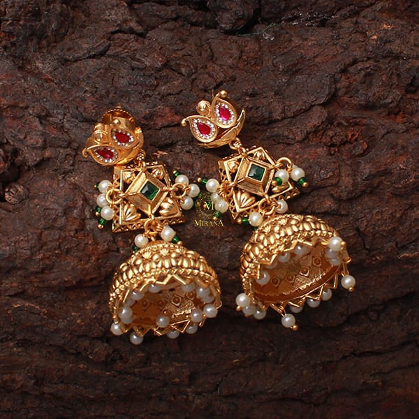 Yashika Pearl Antique Designer Jhumkas