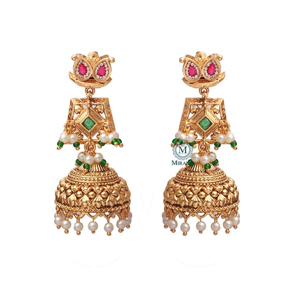 Yashika Pearl Antique Designer Jhumkas