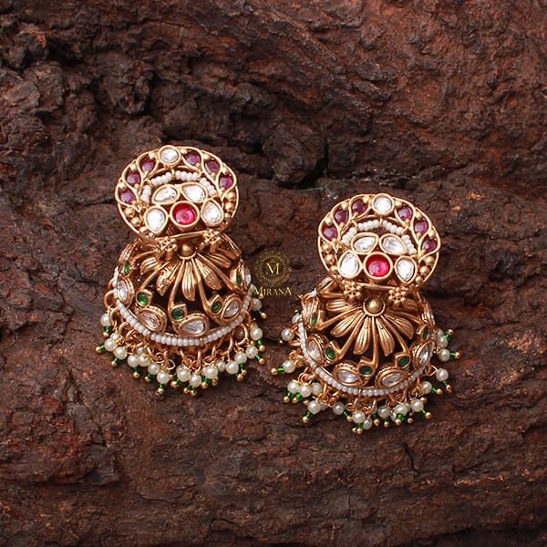 Poorva Pearl Antique Designer Jhumkas