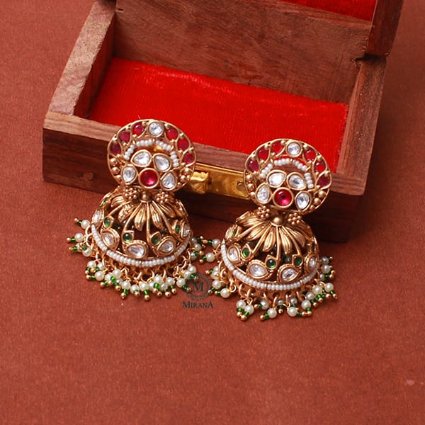 Poorva Pearl Antique Designer Jhumkas