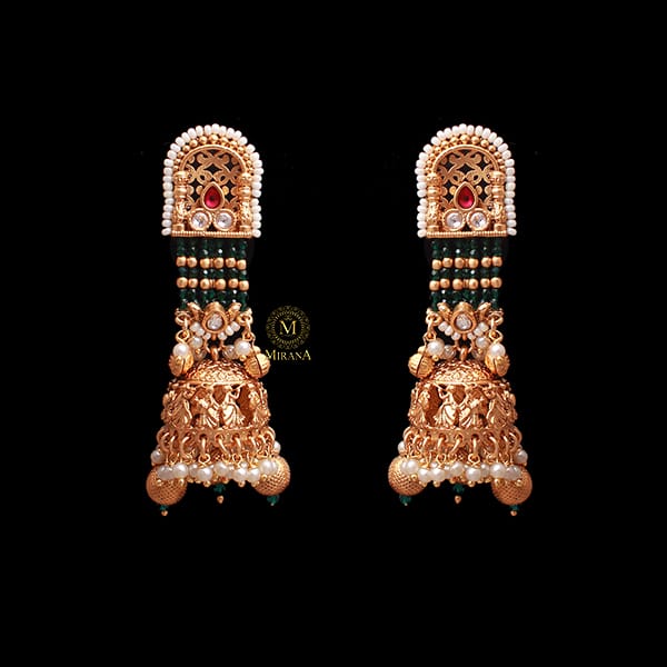 Raavi Pearl Antique Designer Jhumkas