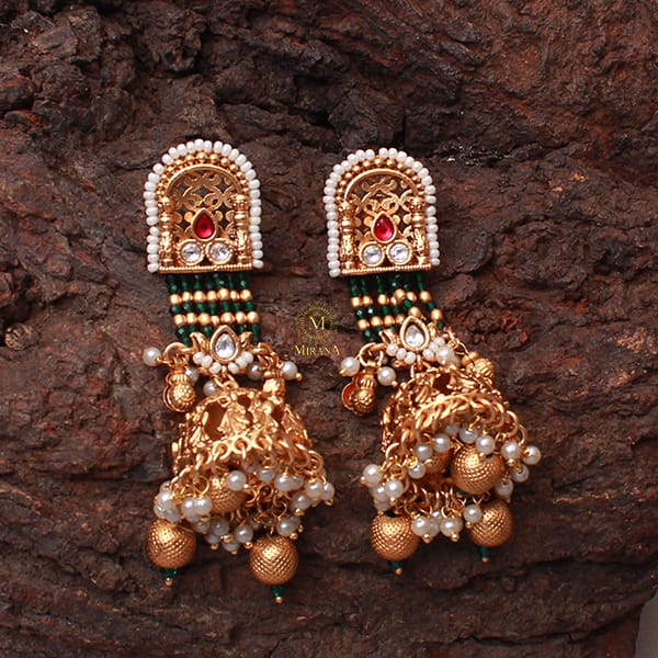 Raavi Pearl Antique Designer Jhumkas