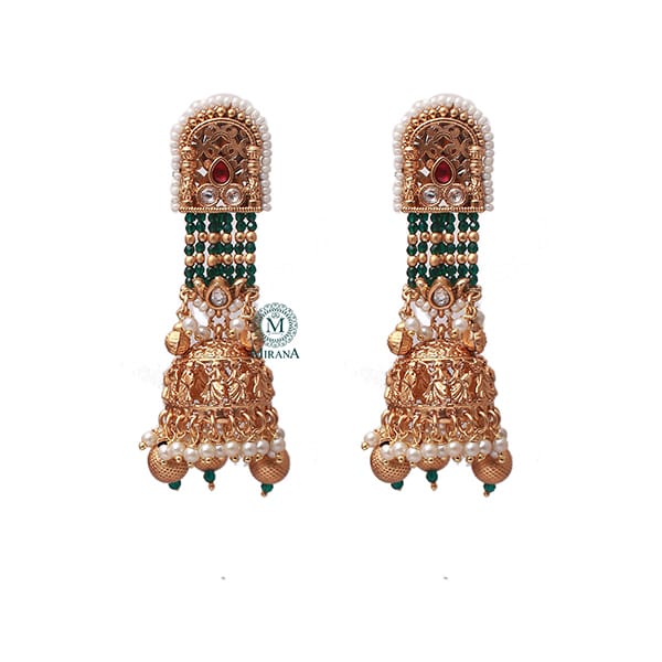 Raavi Pearl Antique Designer Jhumkas