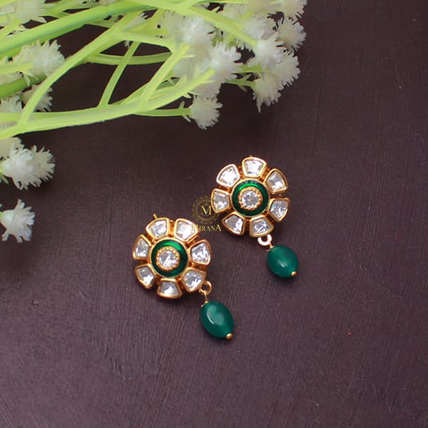 Himani Emerald Green Polki Designer Earrings