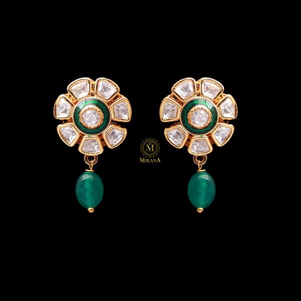 Himani Emerald Green Polki Designer Earrings