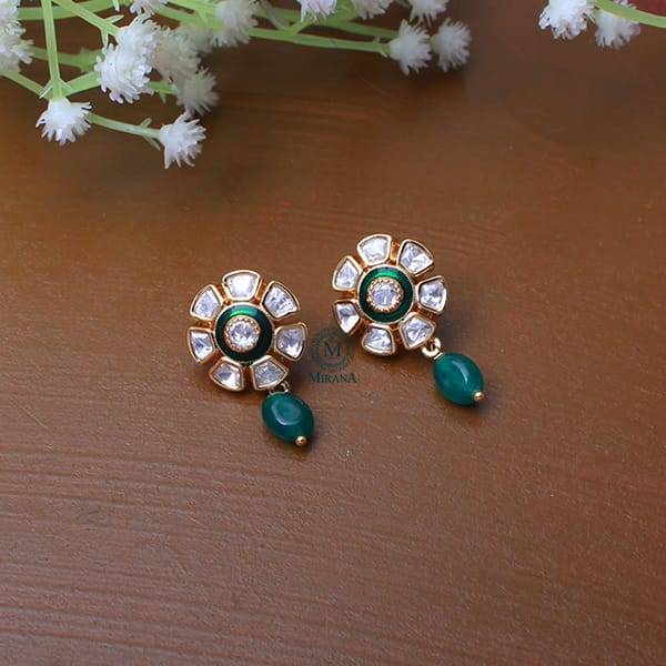 Himani Emerald Green Polki Designer Earrings