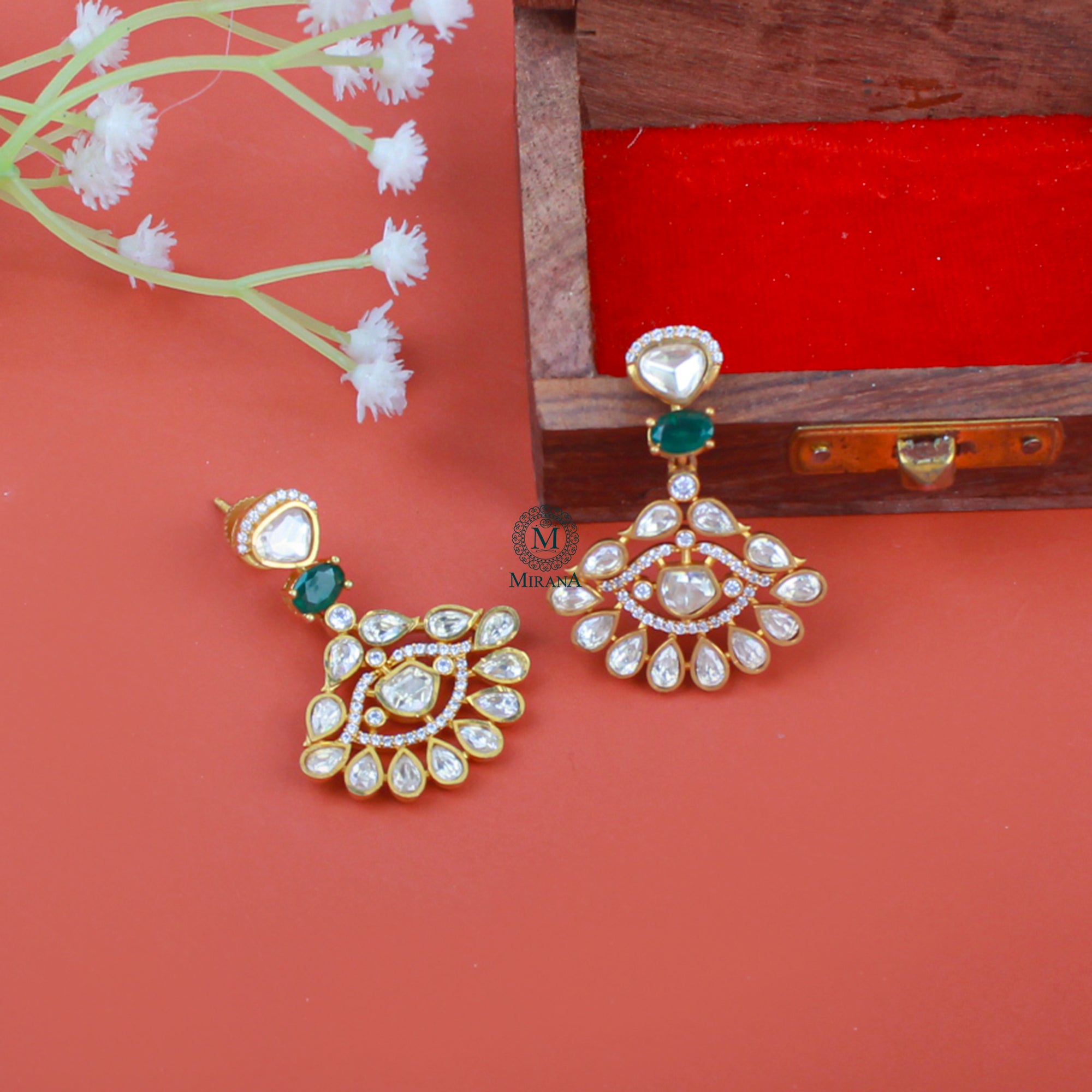 Deep Emerald Green Moissanite Earrings