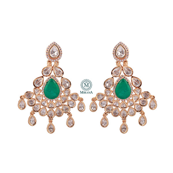 Kajal Emerald Green Polki Designer Earrings