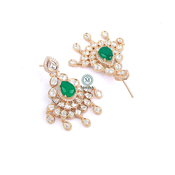 Kajal Emerald Green Polki Designer Earrings